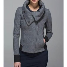 Lululemon Karmacollected Fleece Snap Collar Jacket Size 8 Women's Grey