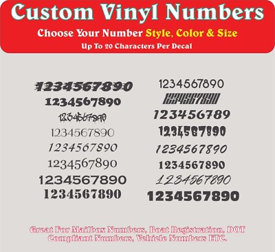 Custom Vinyl Number Decal Sticker Mailbox DOT Vehicle Boat Date Waterproof