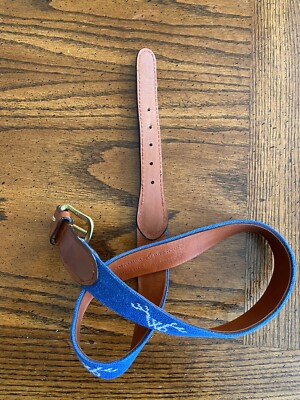 Smathers & Branson Mens Canvas And Leather Blue Belt Sz 34 | eBay UK