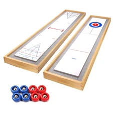 2-in-1 Shuffleboard and Curling Tabletop Game Set