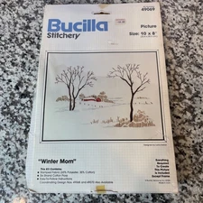 Vtg Bucilla Stitchery Embroidery Cross Stitch Kit Winter Morn 49069 NEW SEALED