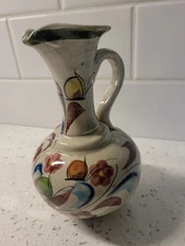 pretty vintage tonala MEXICO small pitcher/vase/ewer with butterflie