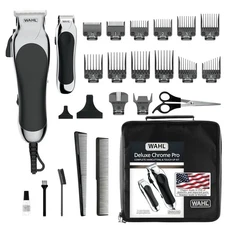 Clipper USA Deluxe Corded Chrome Pro, Complete Hair and Trimming Kit, Includes C