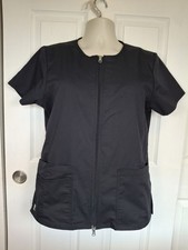 Maevn Womens Eon Full Zip Scrub Top Black Size M Uniform Medical