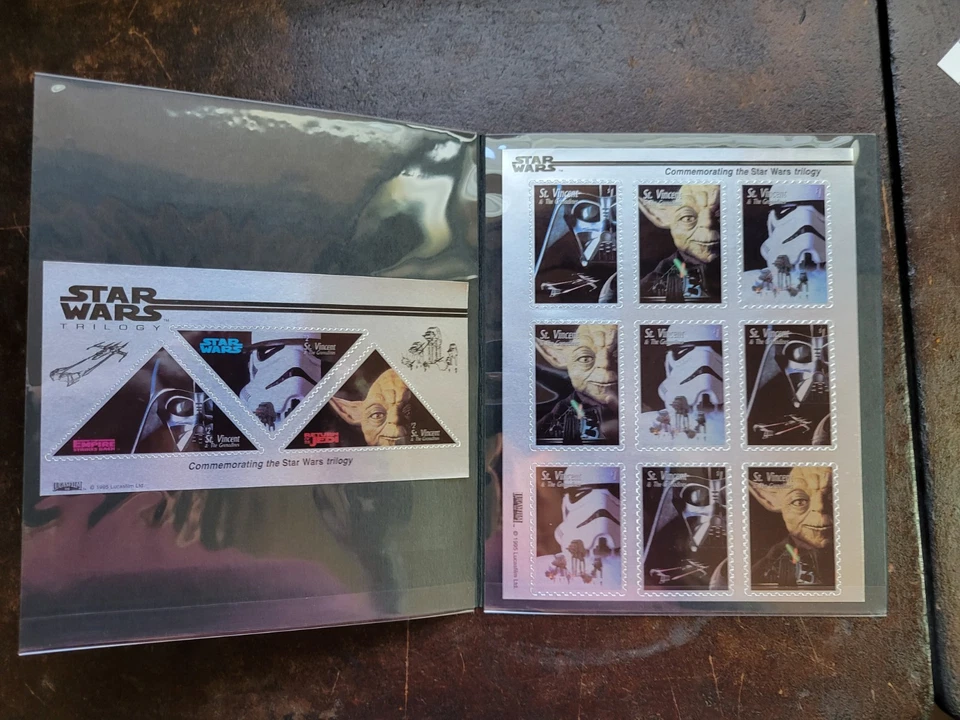 STAR WARS TRILOGY DISPLAY FOLDER - 12 STAMPS ON 2 MINI-SHEETS W/CERTIFICATE - Image 2 of 4