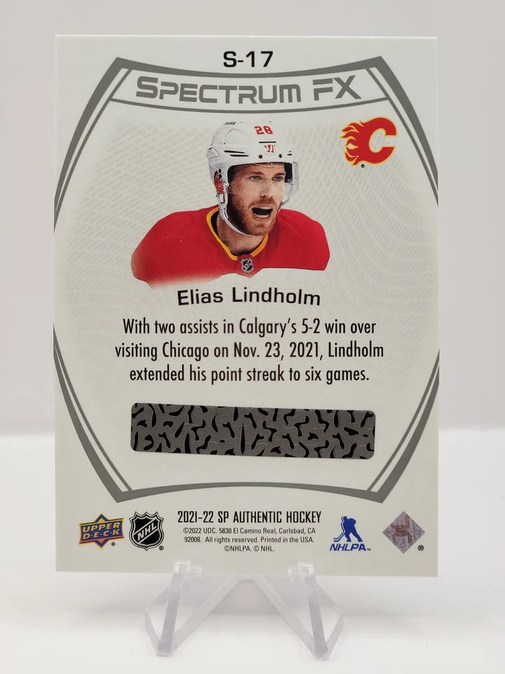 2021-22 SP Authentic #S-17 Elias Lindholm Spectrum FX - Image 2 of 2