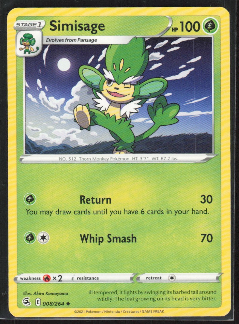 2021 Sword & Shield - Fusion Strike Simisage Stage 1/Uncommon #8