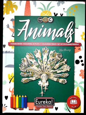 ANIMALS 3D Puzzle to Colour Book Colouring Pages Colouring Pencils New