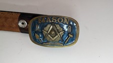 Freemason Masons Fraternal Vintage Belt Buckle With Belt Size 44