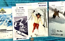 4 Vintage 70s Ski Resort Air Travel Pamphlets Promos Hughes Air Canada PNW