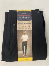 Weatherproof Vintage Men's Hybrid Tech Pants BLACK Stretch 32x32 Secure Zip Pock