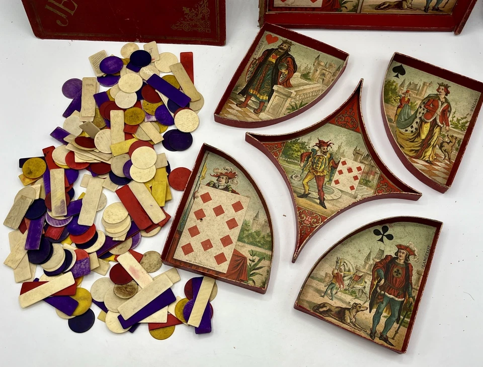 Jeu du NAIN JAUNE, boite rouge + lot jetons - J.L. Paris - 1900’s - Correct - Photo 2/4