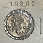 1936-D Mint Buffalo Nickel Indian Head Type Coin.  ACTUAL COIN SHOWN IN PHOTOS