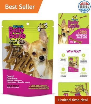 Belly Bones for Dogs - 21 Mini Treats in Yogurt Flavor for Fresh Breath & Health