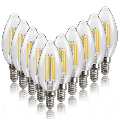 10pcs 6W 4W 2W E14 LED Bulb AC220/240V Filament Candle Light C35 Edison Glass