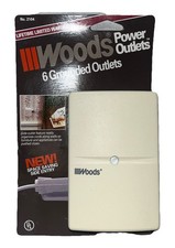 Woods Power 6 Grounded Outlets Side Entry Feature Space Saving New 