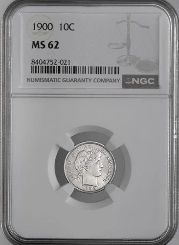 1900-P  10C BARBER SILVER DIME  "PHILADELPHIA"  NGC MS62   #8404752-021