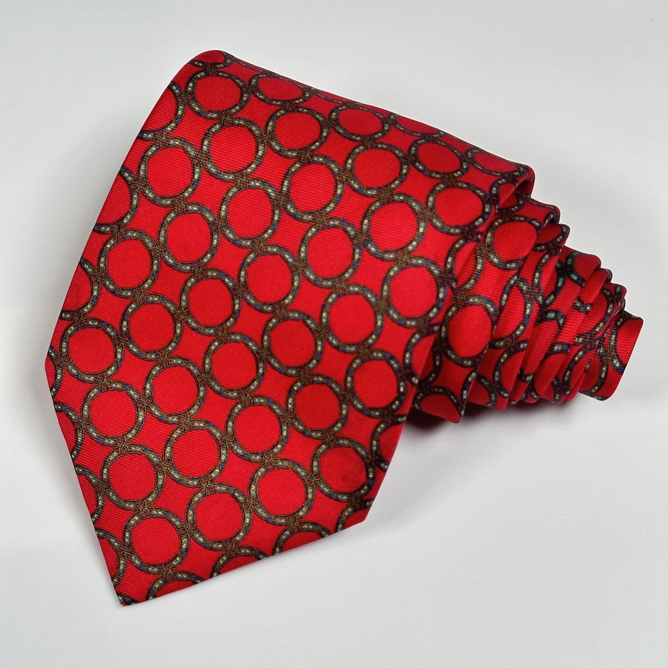 Corbata Stefano Ricci Hombres Rojo Seda Círculos Geométricos Hecha en Italia Maus Hoffman Foto 2 de 4