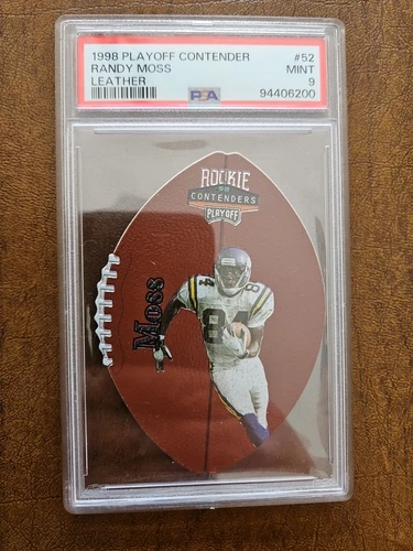 1998 PLAYOFF CONTENDERS LEATHER #52 RANDY MOSS ROOKIE RC PSA 9 POP 74 Vikings