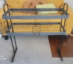 MAJALIS Enjoy Your Life 2-Tier Metal Wire Drying Rack Stand w/ Baskets
