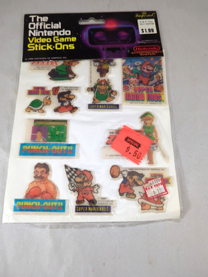1988 Nintendo Official Video Game Stick-Ons Stickers Zelda Super Mario Bros