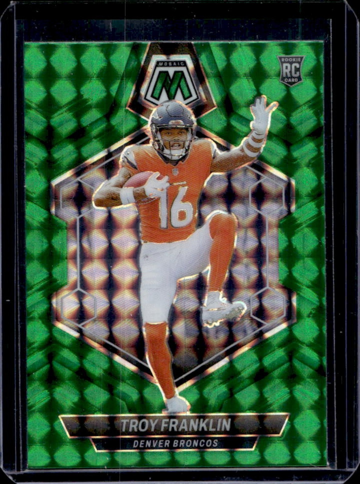 2024 Mosaic Troy Franklin RC Green Prizm Rookie #378 Broncos