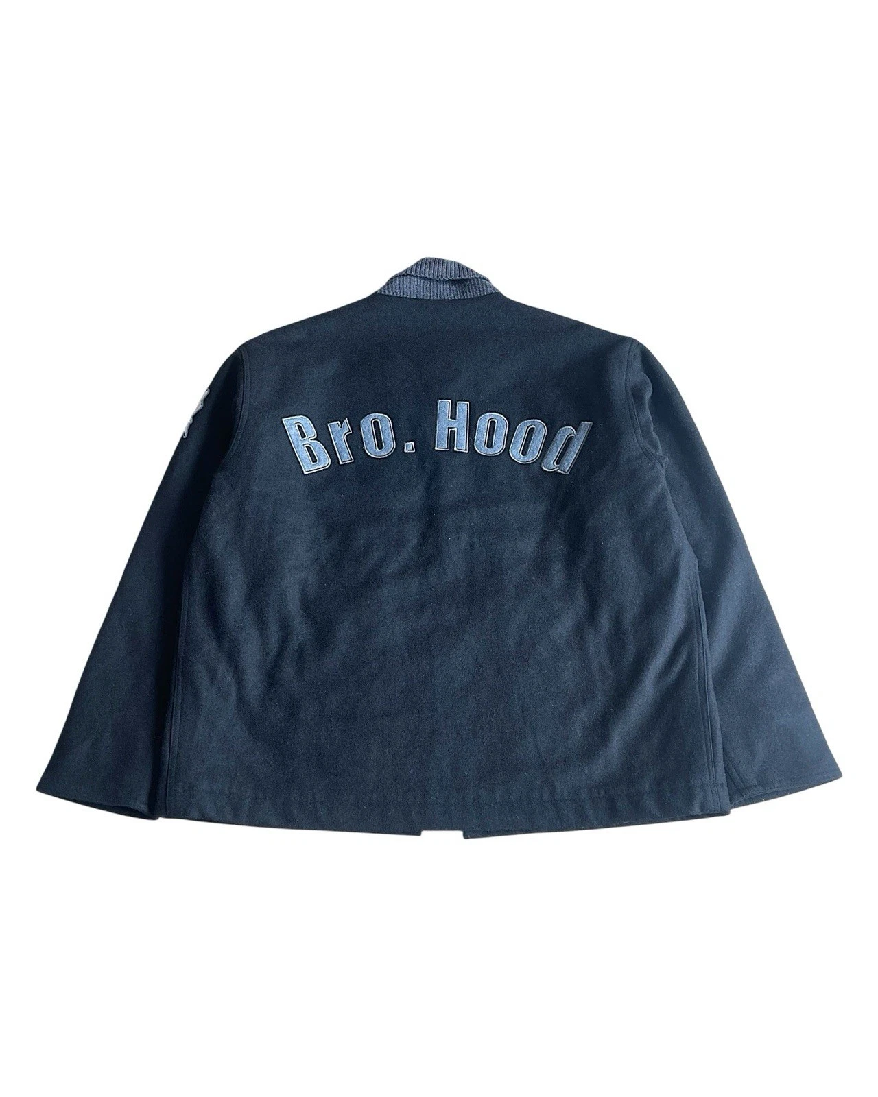 A BATHING APE (BAPE) Bape x Quartiere 2001 Bro. Giacca di lana trapuntata con cappuccio taglia L A scimmia da bagno blu navy