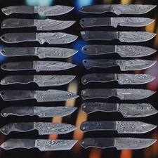 LOT OF 20 CUSTOM HANDMADE DAMASCUS STEEL BLANK BLADES HUNTING SKINNER  KNIFE 300