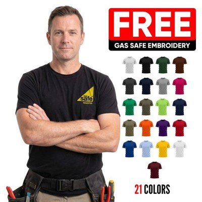 Gas Safe Registered T-Shirt Embroidered Engineer Plumber Workwear Tee