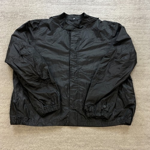 VTG Harley Davidson Rain Jacket Mens XL Black Motorcycle Bike Full Zip Prep Mens