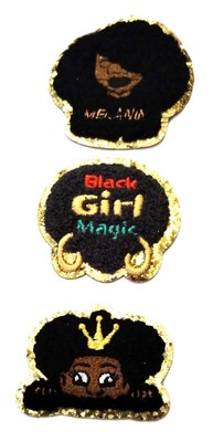 Chenille Patch Set of 3 Iron On Gold   Sparkle Ebony Beauty Black Girl Magic 2