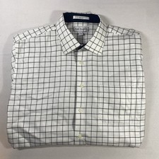 Paul Frederick Imperial 100  s Two Ply Cotton Dress Shirt Plaid White   17.5-35