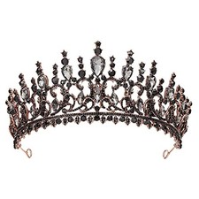 Crowns for Women Black Baroque Crown - Wedding Tiara Headband for Prom Black-4