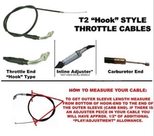 Outside Distributing T2 Hook Style Throttle Cable-Sleeve Length 30.0in.-T2-300