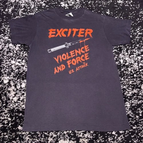 80s Exciter Violence and Force US Attack Speed Thras 1980s vintage concert t-shirt, vintage, single stitch, B+ condition