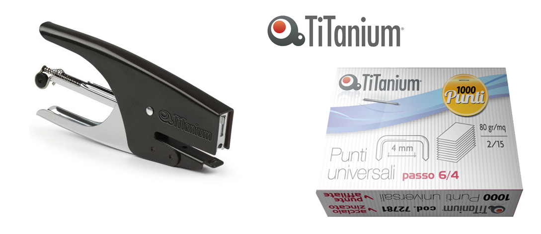 CUCITRICE A PINZA CASA UFFICIO TITANIUM IN METALLO COLORE NERO + 10000 PUNTI