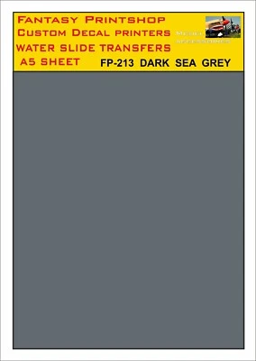 FANTASY PRINTSHOP Aufkleber Solid Farbe A5 Wasserrutsche Übertragungen Modell Dark See Grau FP213