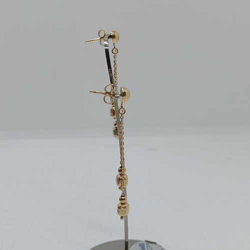 ORECCHINI A PENDOLO - PENDENTI IN ORO GIALLO 18KT CON SFERE 2,6 GR. (7728) - Foto 7 di 10
