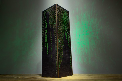 Personalized Green Code Lamp | Custom Green Letters Vertical Hieroglyphs Numbers - Picture 4 of 7