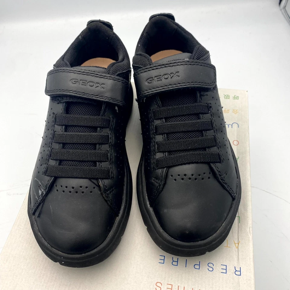 GEOX Nebcup B. B J02AZB Boys US 11 Casual Shoes Black Leather Low Top Sneakers - Image 4 of 4