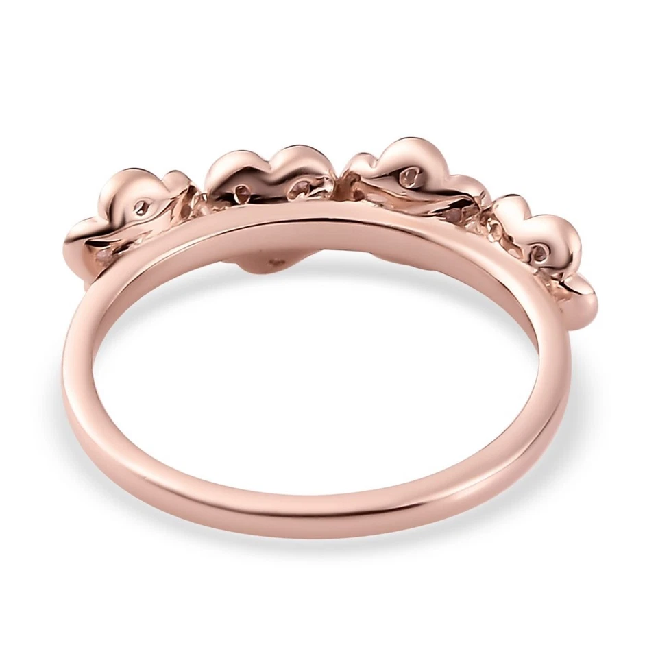 Uncut Natural Pink Diamond Floral Band Ring in Vermeil RG Over Sterling Size 8 - Image 4 of 4