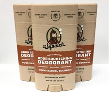 (3 PACK)Dr. Squatch Men's Deodorant -Wood Barrel Bourbon,2.65 oz(Oval Packaging)