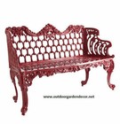 French Victorian Cast Aluminum Long Colonial Garden Bench - Antique Repro — photo 2