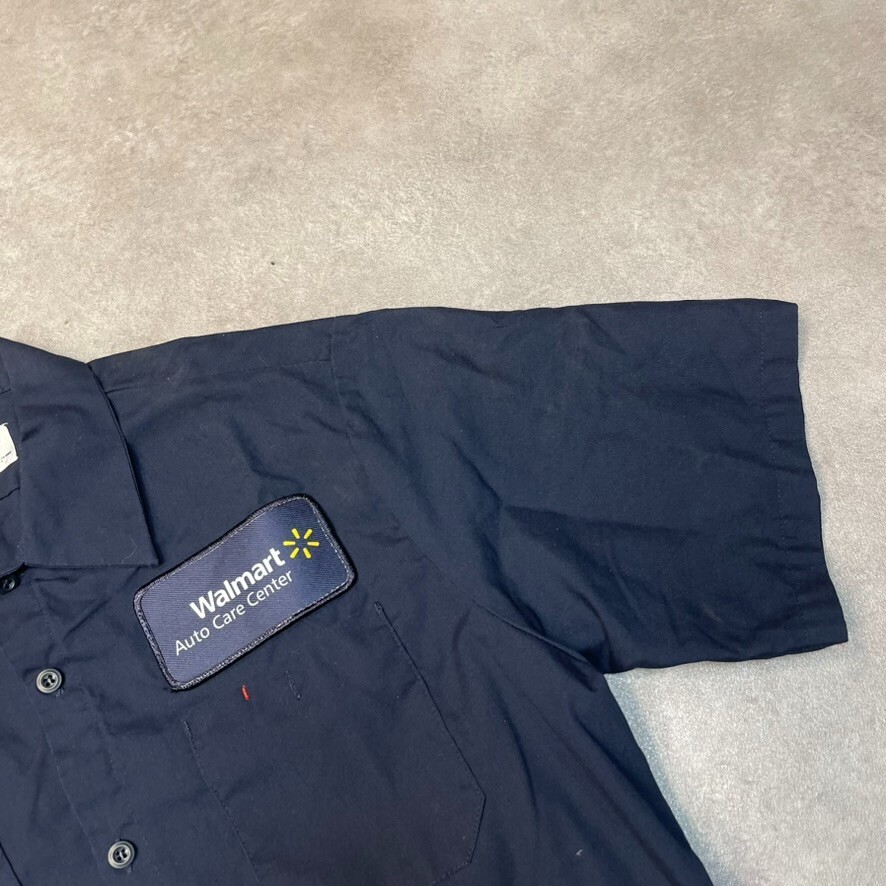 Aramark Shirt Mens Medium Short Sleeve Button Up Workwear Top, Navy Blue image 4