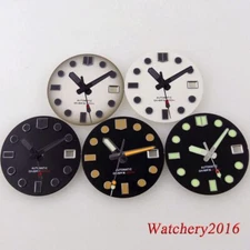 Tandorio 29MM Green Luminous Black White Watch Dial Date Fit NH35 NH36 Automatic