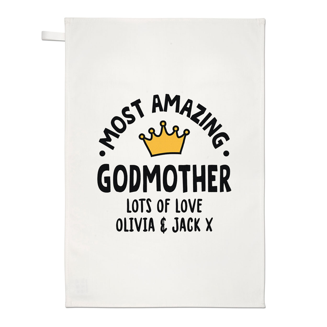 Personalised Most Amazing Godmother Crown Tea Towel Best Awesome Love