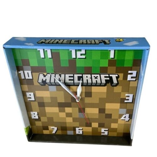 Minecraft Grass Block Square Wall Clock Gamer Home Decor 11 in Tan Green NEW - Picture 6 of 15