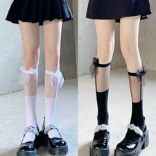 Japanese Style Socks - Bow Knot Patchwork Summer Thin Transparent Long Stockings