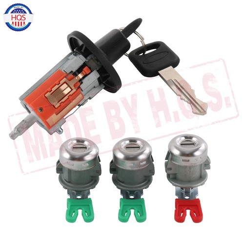 Ignition Switch Lock Cylinder & (3) Door Lock Cylinder W/2 Logo Keys For Ford - Afbeelding 1 van 12