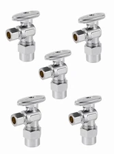 5 PCS  1/2"  CPVC X 3/8" OD 1/4TURN COMPRESSION ANGLE STOP VALVE , LEAD FREE